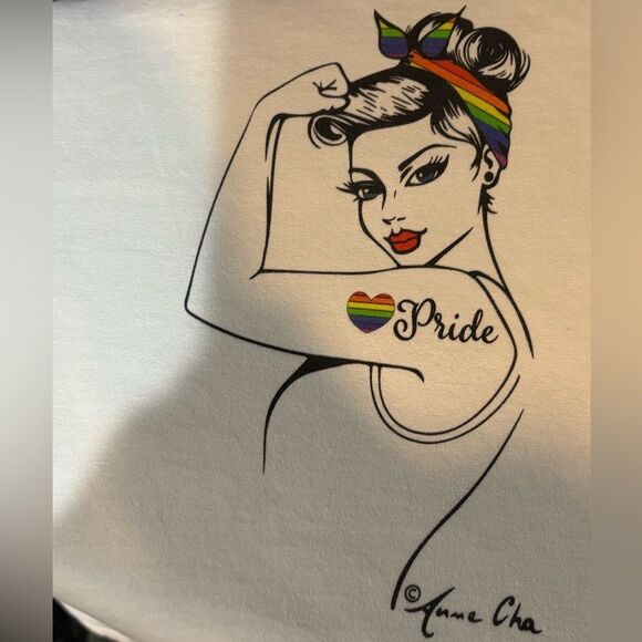 anne cha Tops - Women's Short Sleeve Pride Tee - White